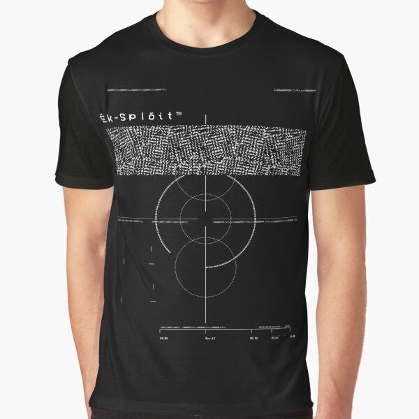 Graphic t-shirt with anti-facial recognition design to defeat AI and camera detection for privacy and anonymity.