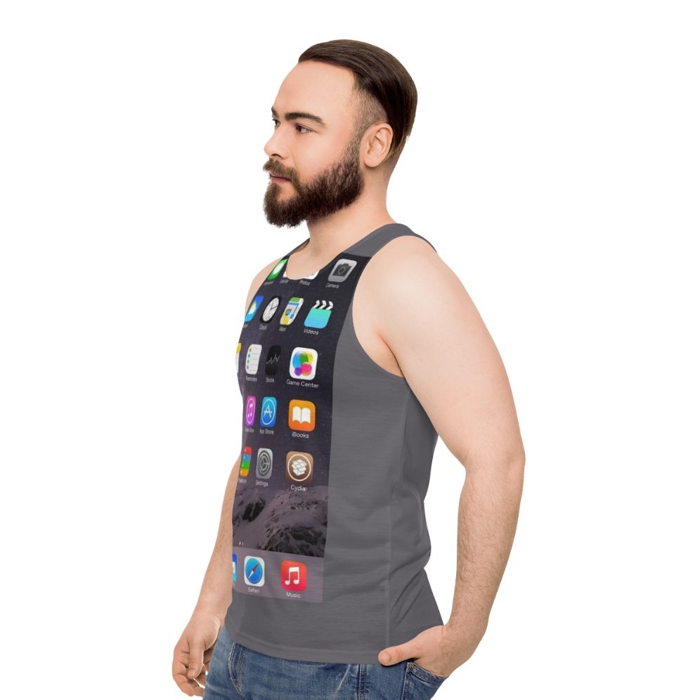 Minimalist Iphone Homescreen Unisex Tank Top - men side