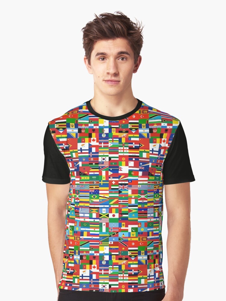 Graphic t-shirt featuring flags of the world - Men