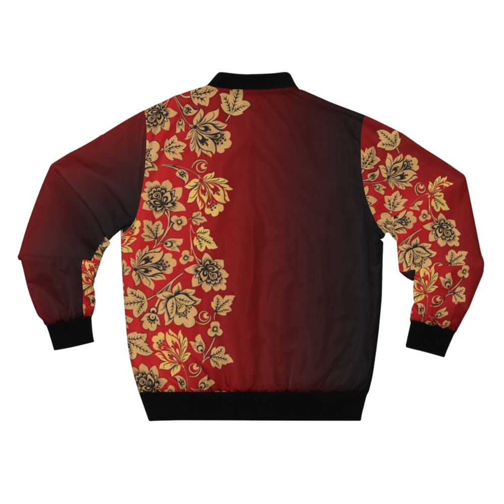 Khokhloma inspired bomber jacket with traditional Russian ethnic graphic pattern - Back