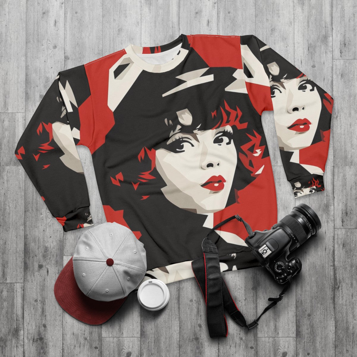 Clara Bow Red Minimalism Sweatshirt - flat lay