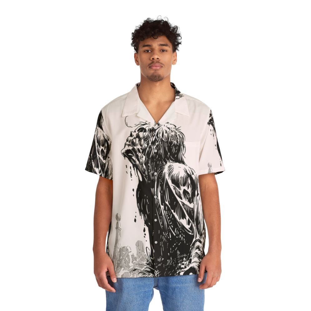 Spooky Bernie Hawaiian Shirt for Horror Fans - People Front