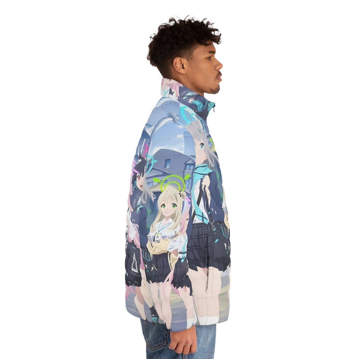 Blue Archive The Animation All-in-One Puffer Jacket featuring characters from the anime series - men side right