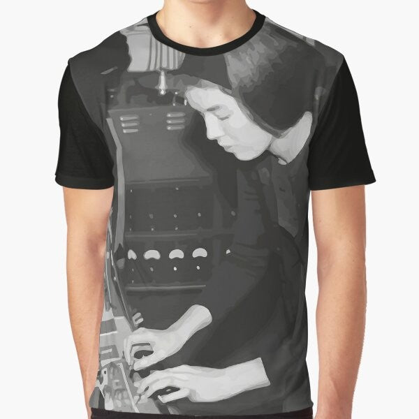 Delia Derbyshire inspired electronic music graphic t-shirt