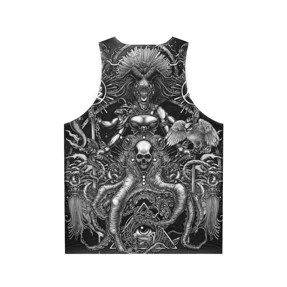 Unisex tank top with gothic, occult, and supernatural design - Back