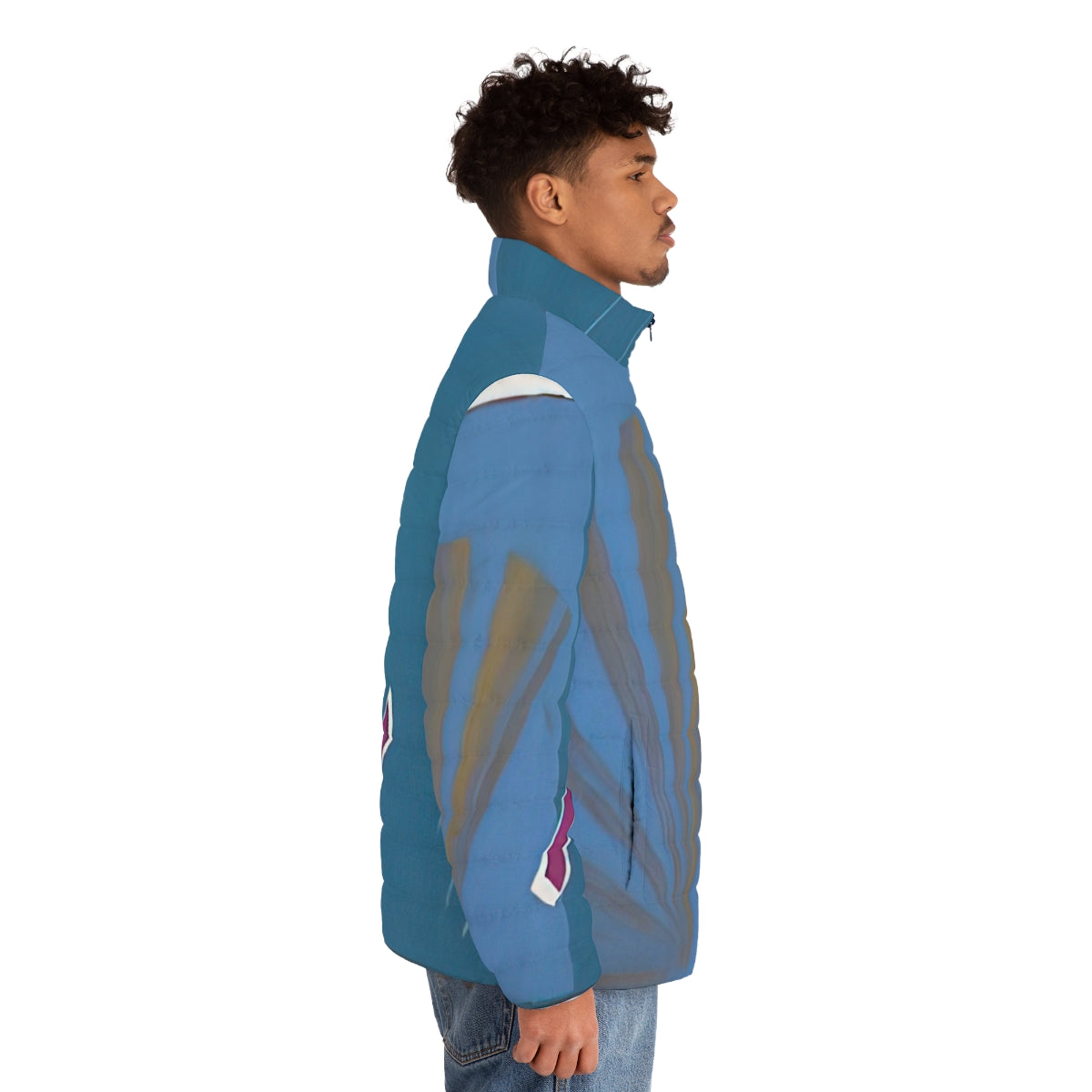 Sol Lewitt Inspired Minimalist Geometric Pattern Puffer Jacket - men side right