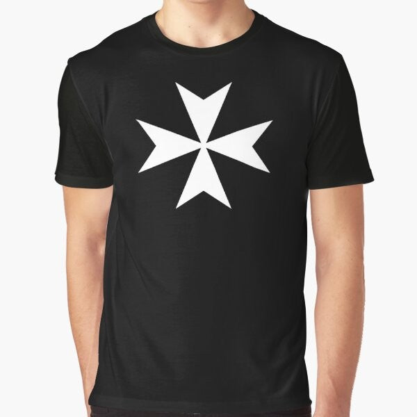 Hospitaller Knights of the Order of St. John Maltese Cross Graphic T-Shirt