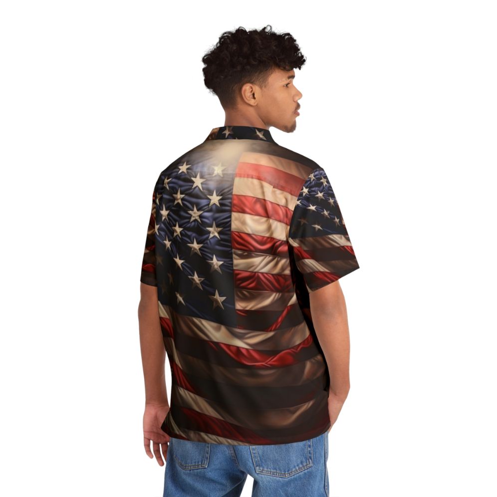 Patriotic American flag digital print Hawaiian shirt - People Back