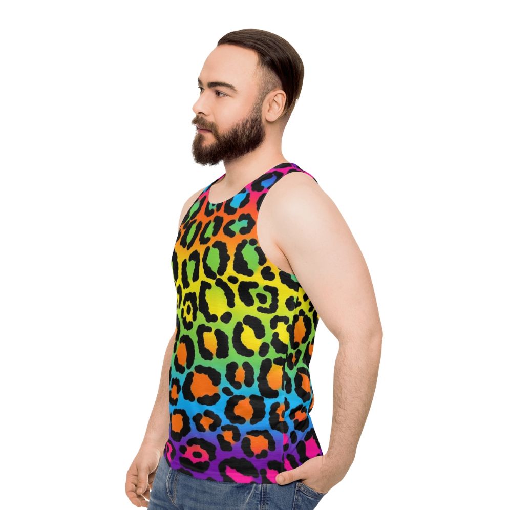 1997 neon rainbow leopard print unisex tank top - men side