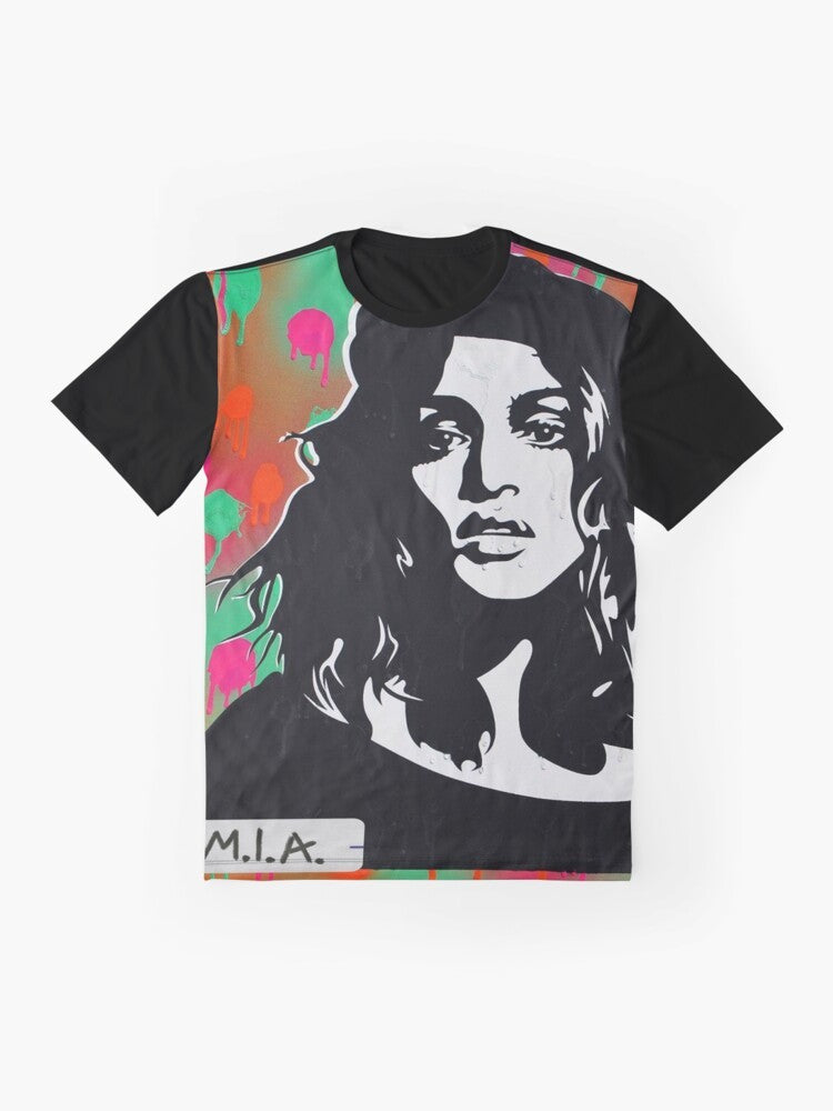 M.I.A. Matangi Graphic T-Shirt featuring the iconic British rapper and musician - Flat lay