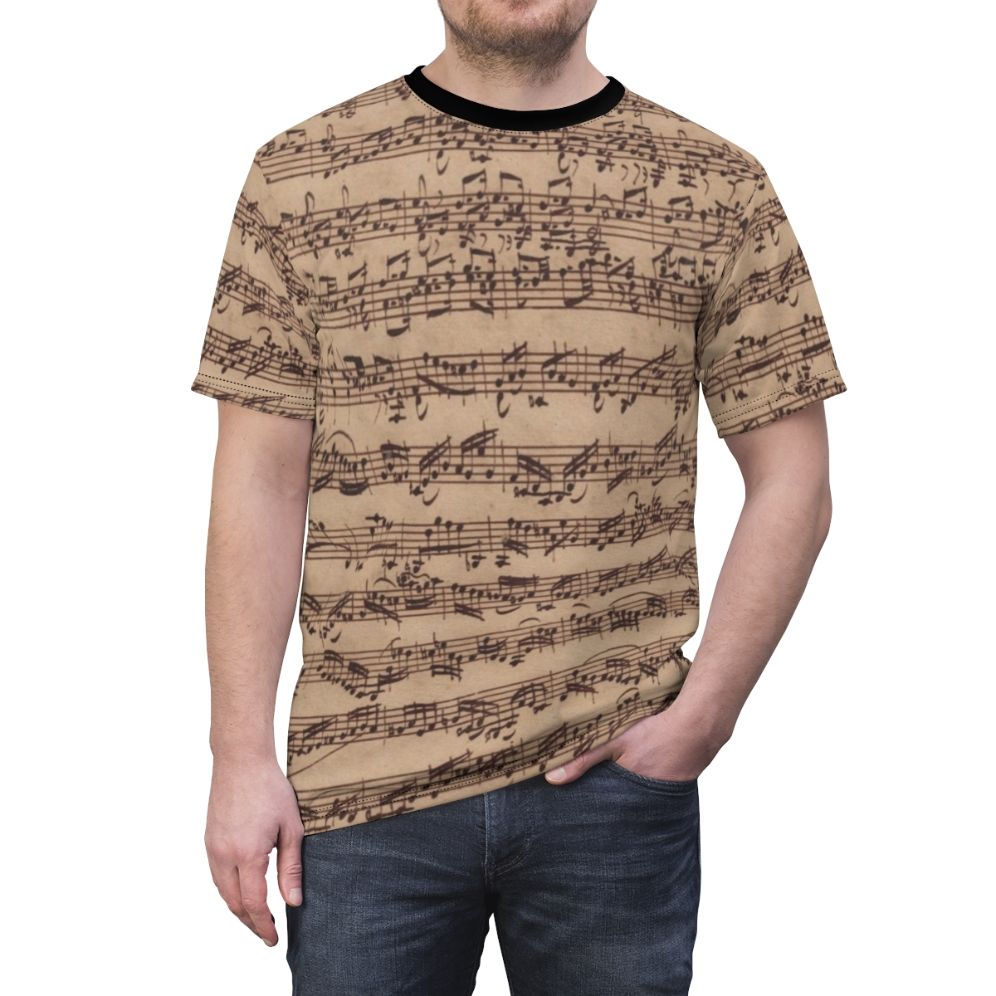 Artistic T-Shirt Featuring the Bach Chaconne for Classical Music Fans - men front