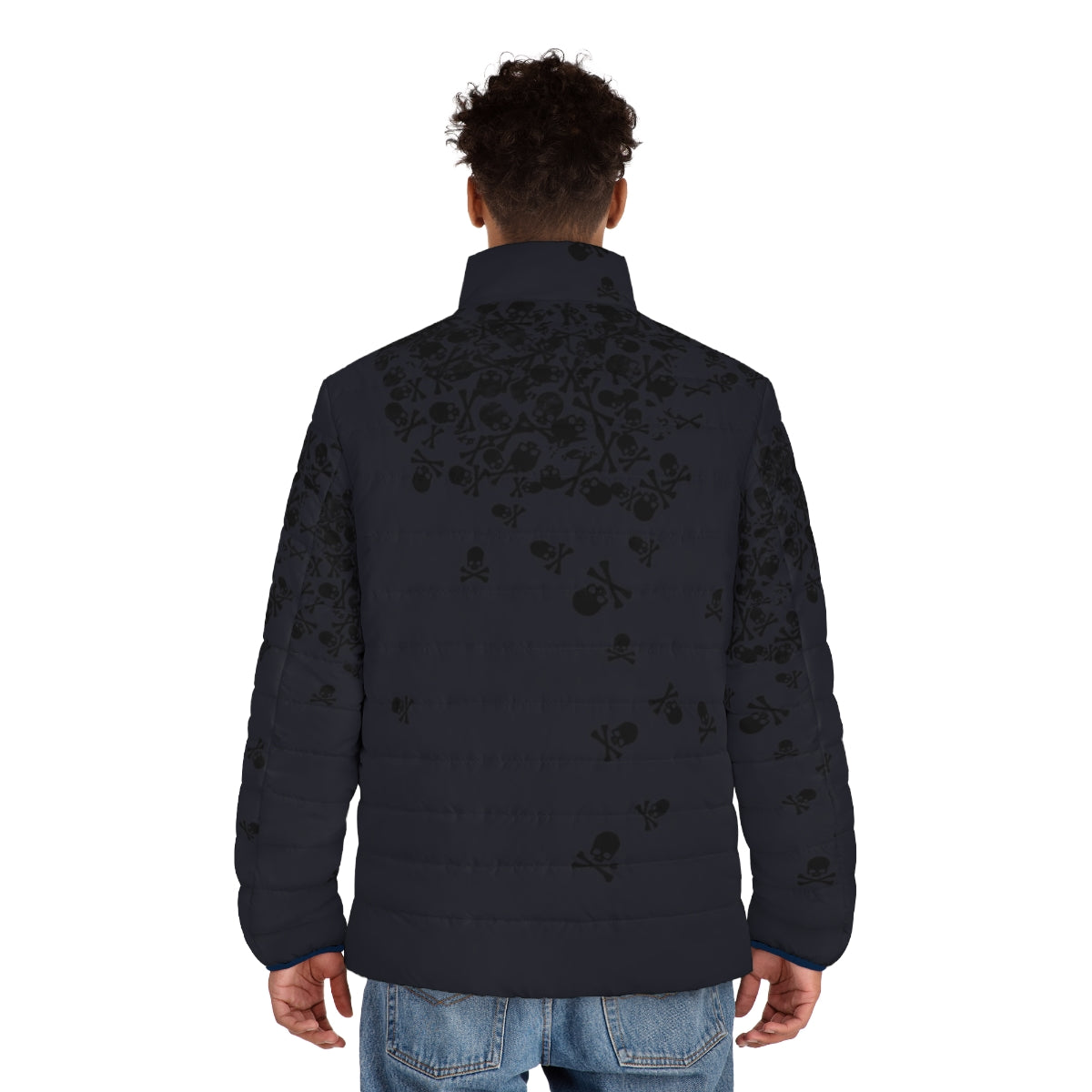 Skull pattern Noctis puffer jacket with bold design for Final Fantasy fans - men back