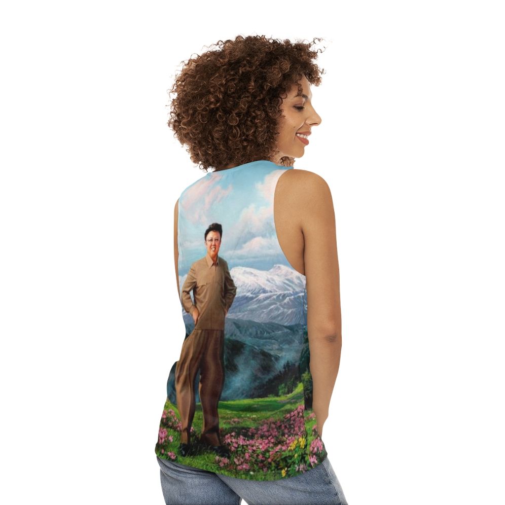 Supreme Leader Kim Jong Il Unisex Humor Tank Top - women back