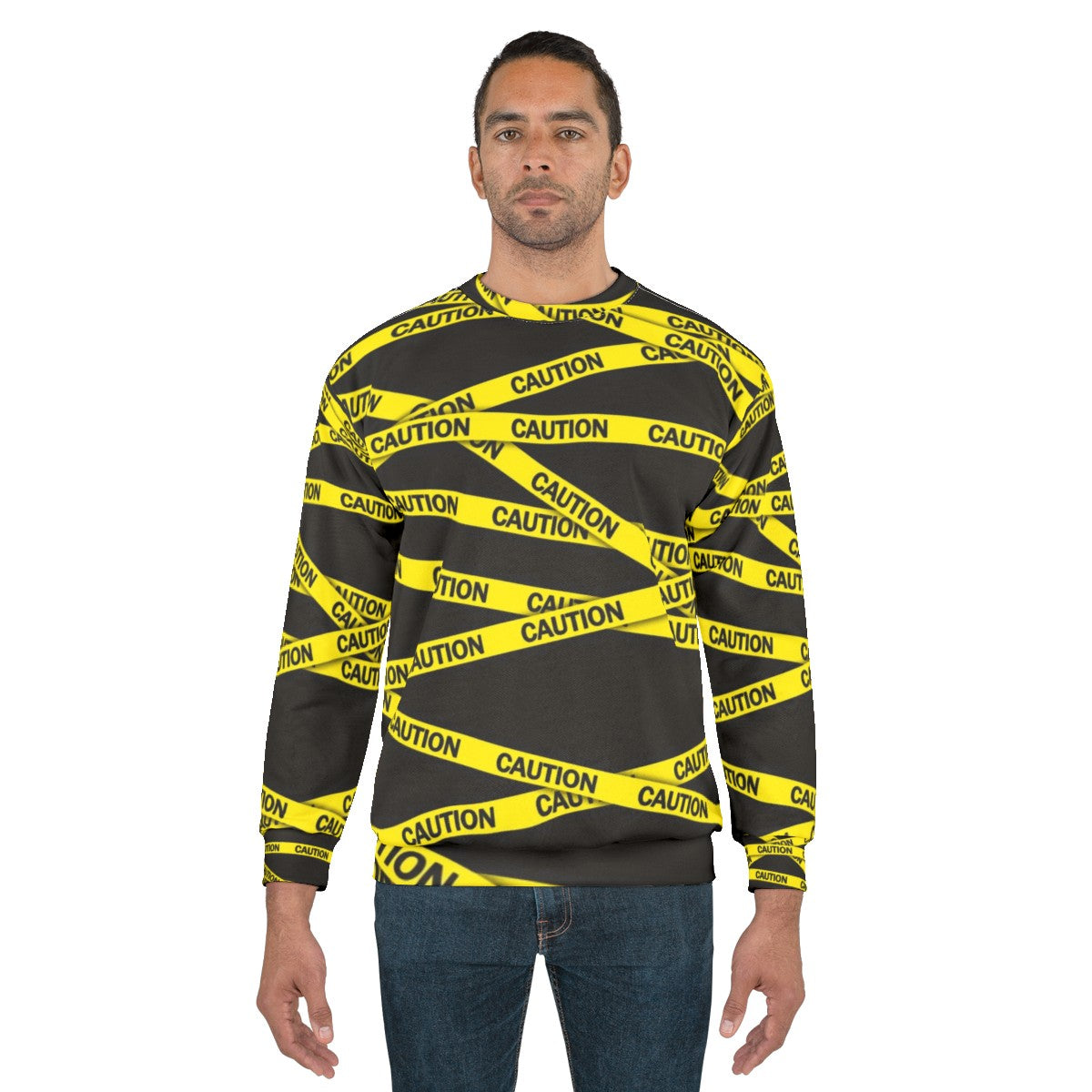 Caution tape sweatshirt for street fashion - men