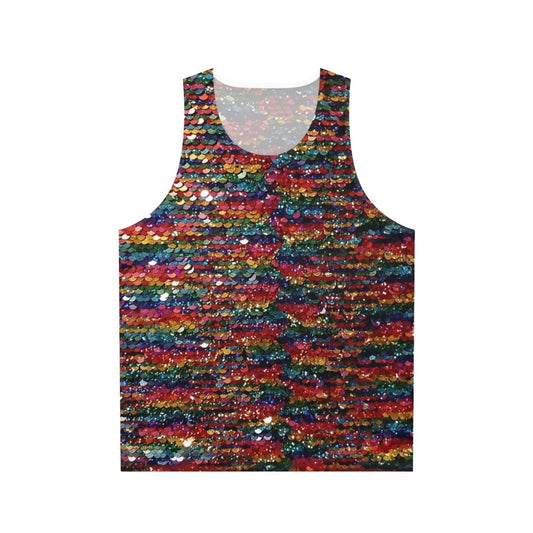 Vibrant rainbow sequin unisex tank top