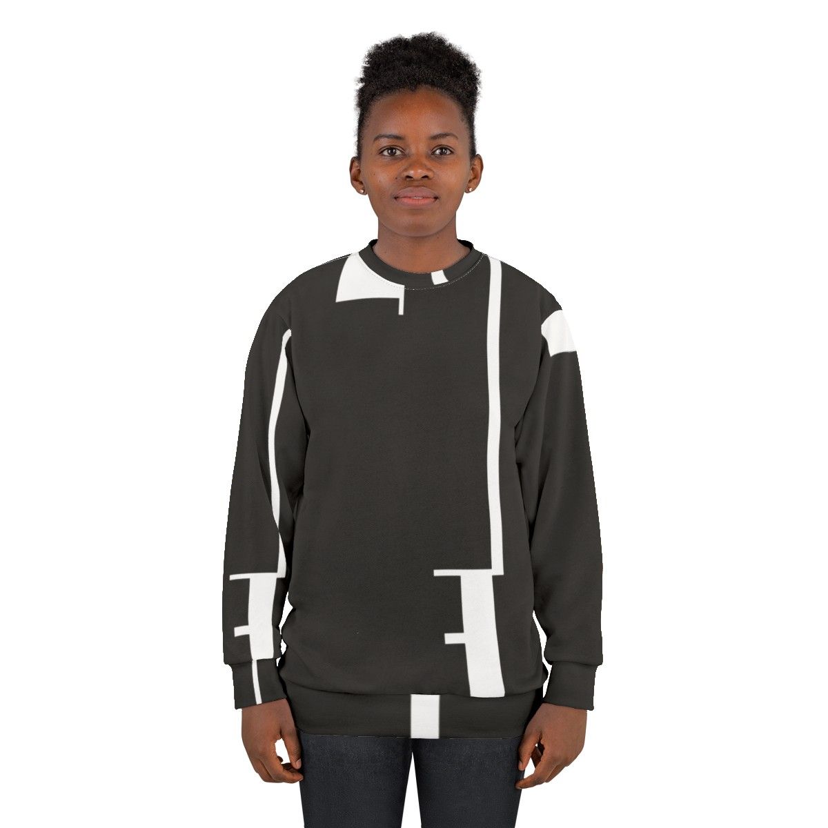 Bauhaus inspired sweatshirt with geometric face and profile design - women