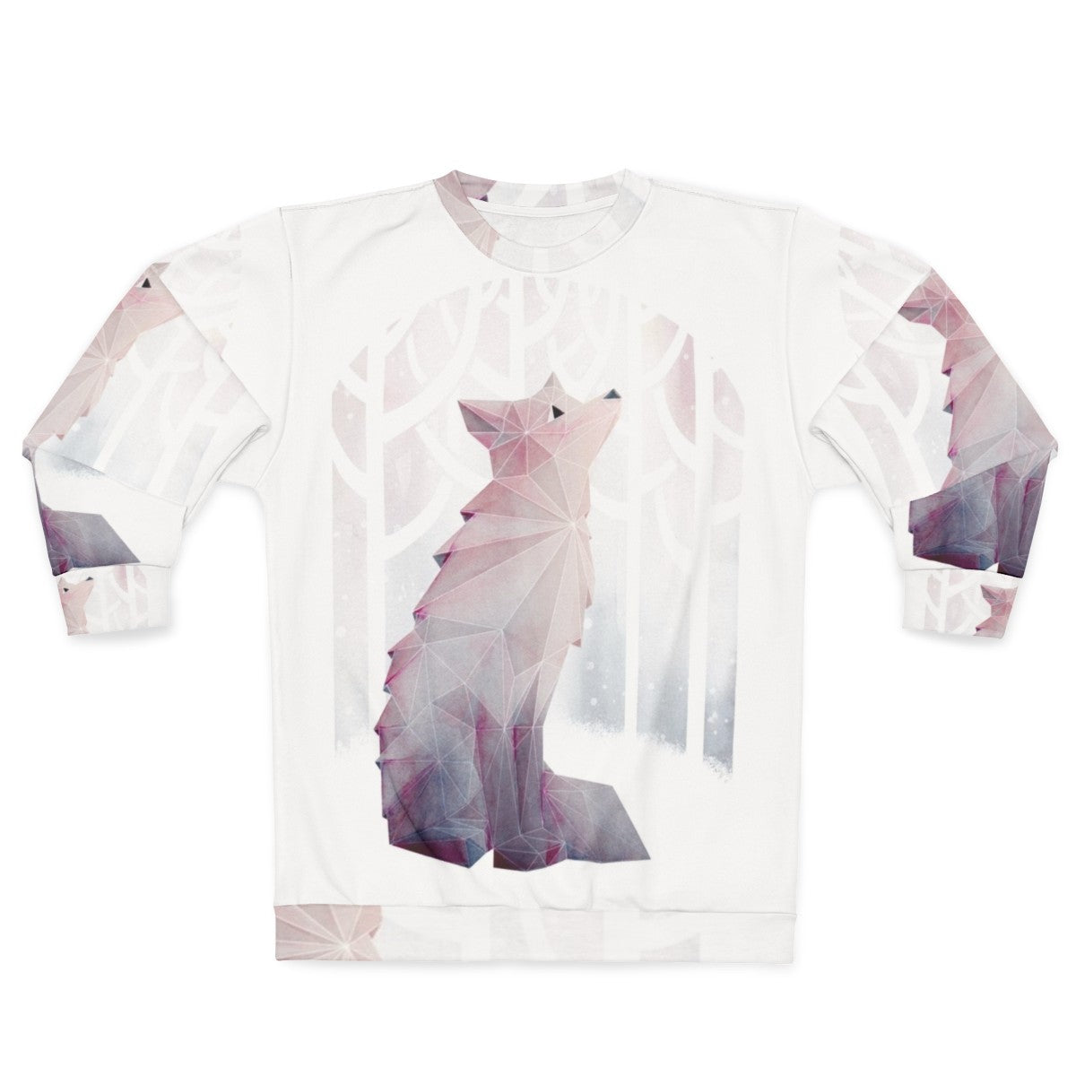 Fox in the snow geometric design sweatshirt