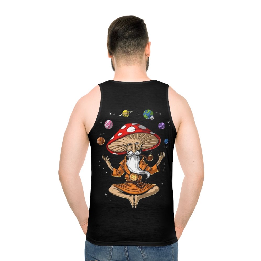 Psychedelic Mushroom Buddha Unisex Tank Top - men back