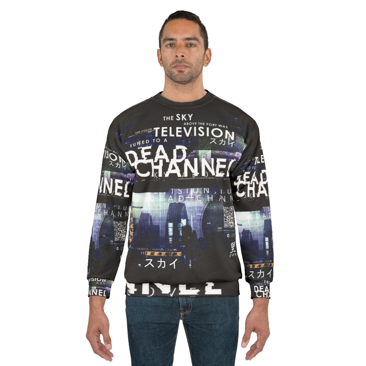 Dead Channel Cyberpunk Sweatshirt with Sci-Fi and Tech Inspired Design - men