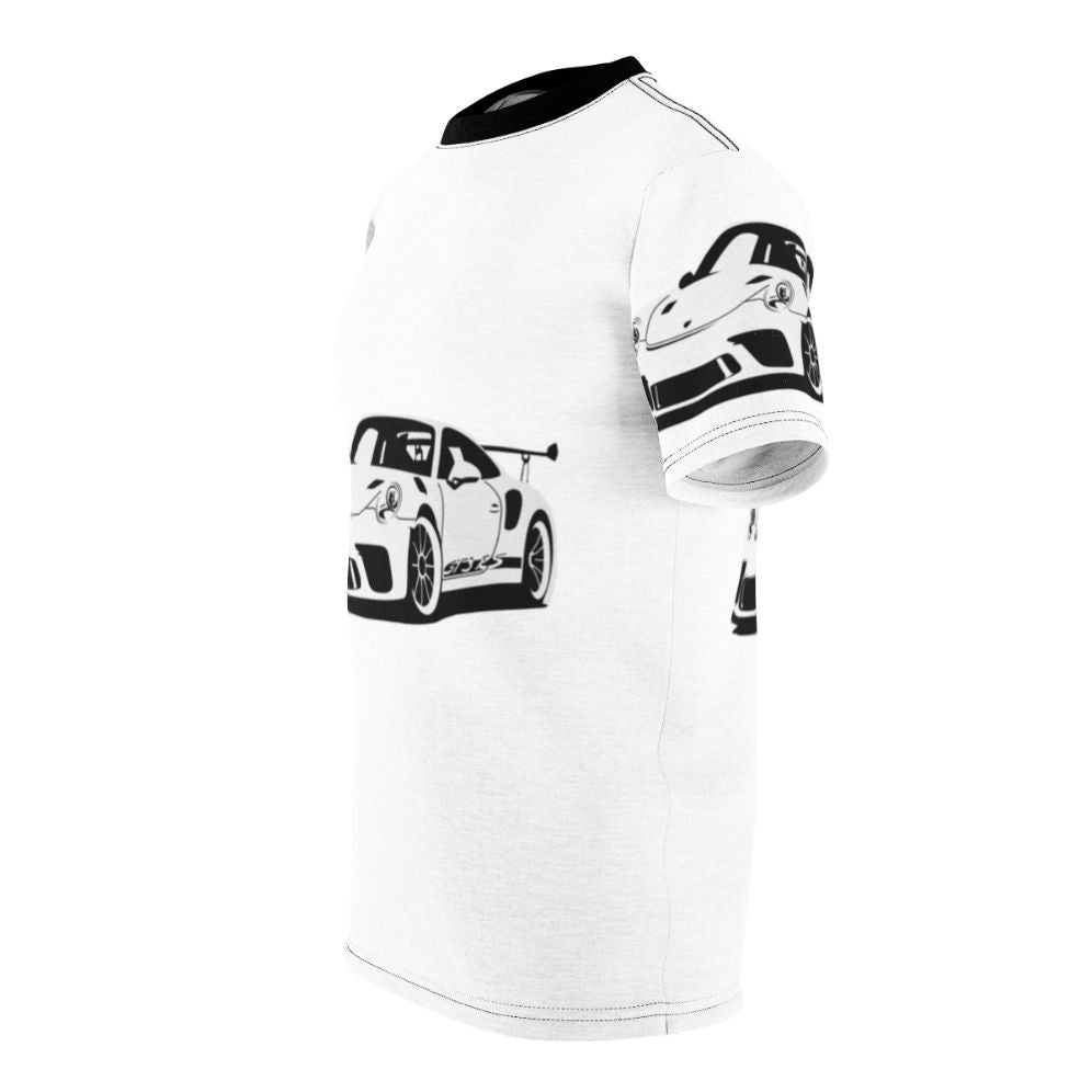 All-over print t-shirt featuring a striking Porsche-inspired sports car graphic - men left