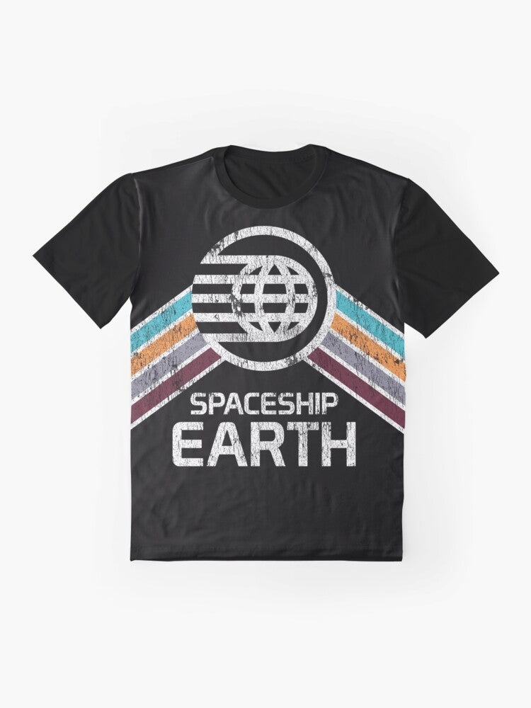 Vintage distressed Spaceship Earth logo graphic t-shirt - Flat lay