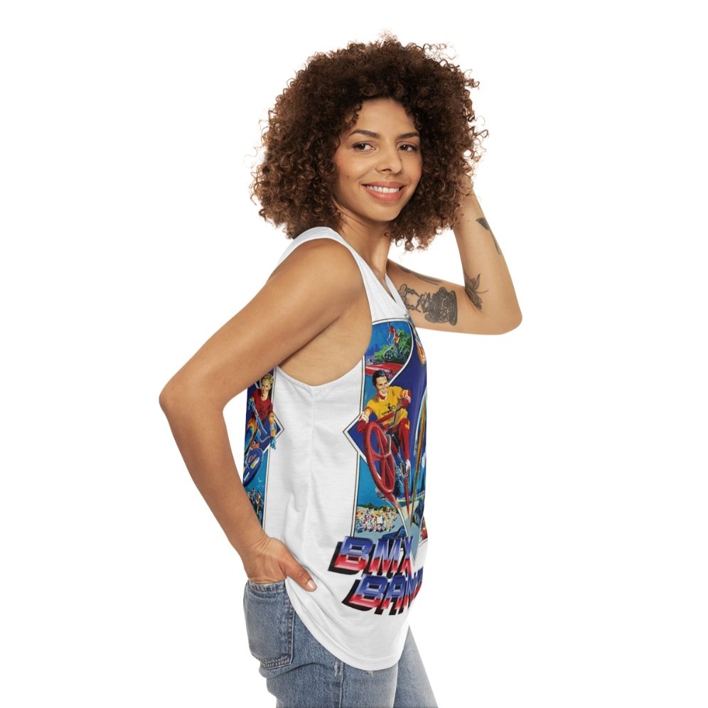 Retro 1980s BMX Bandits unisex tank top - women side