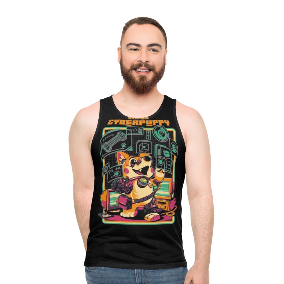 Cyberpunk corgi puppy tank top - men