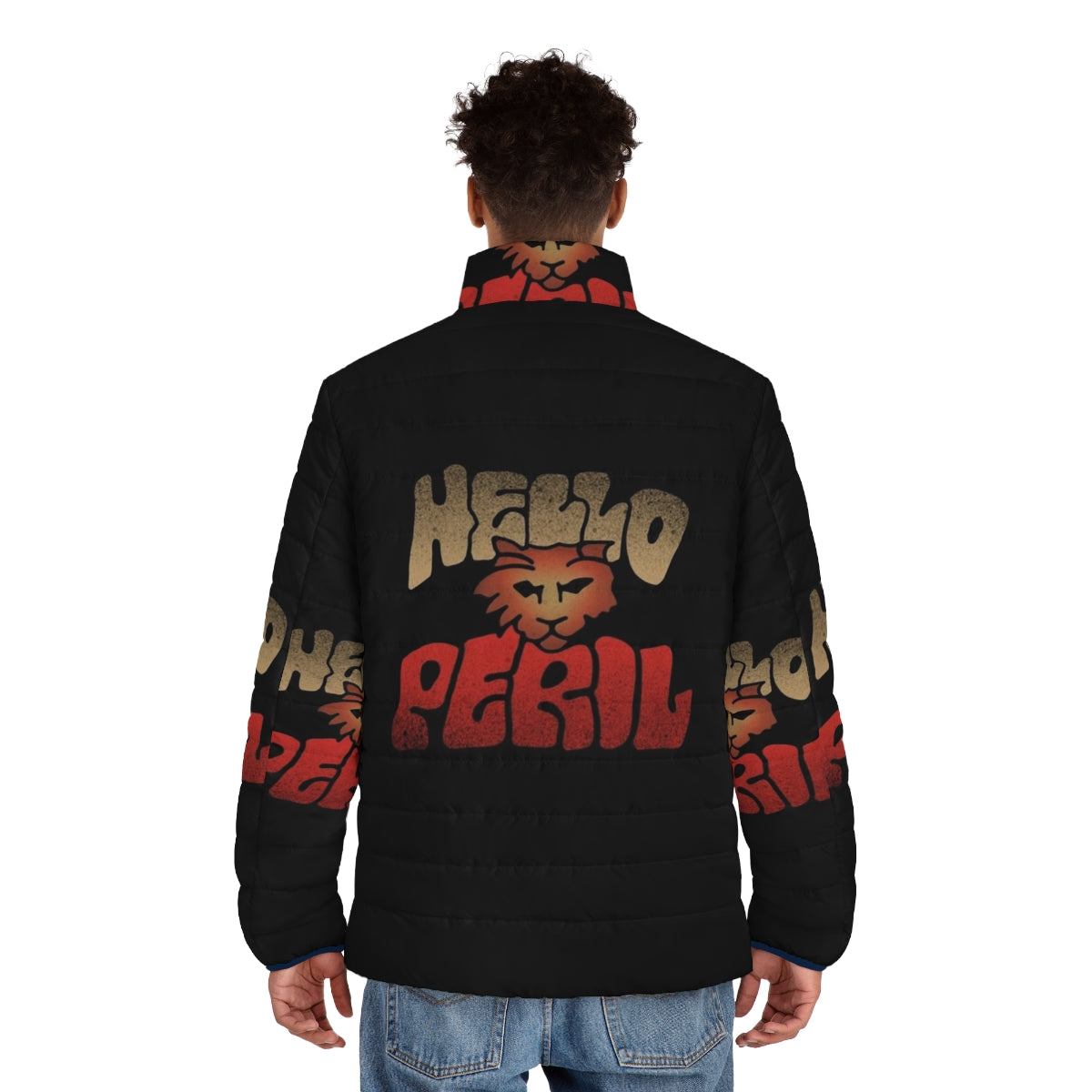 Hello Peril Brand Logo Puffer Jacket - men back