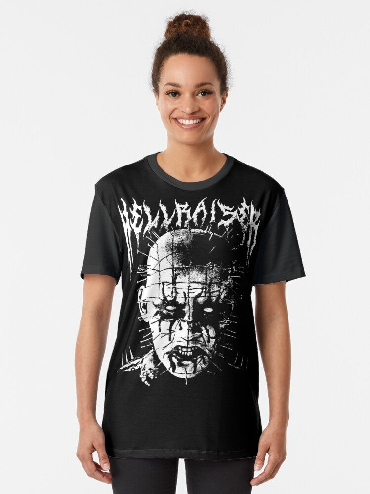 Black Metal Pinhead Horror Graphic T-Shirt - Women