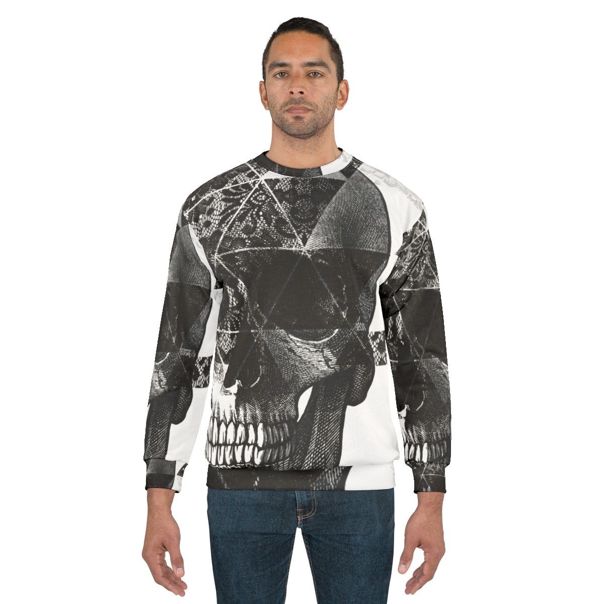 Geometric skulls dia de los muertos sweatshirt - men