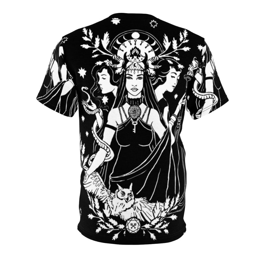 Hekate triple goddess AOP t-shirt featuring a mystical design - Back