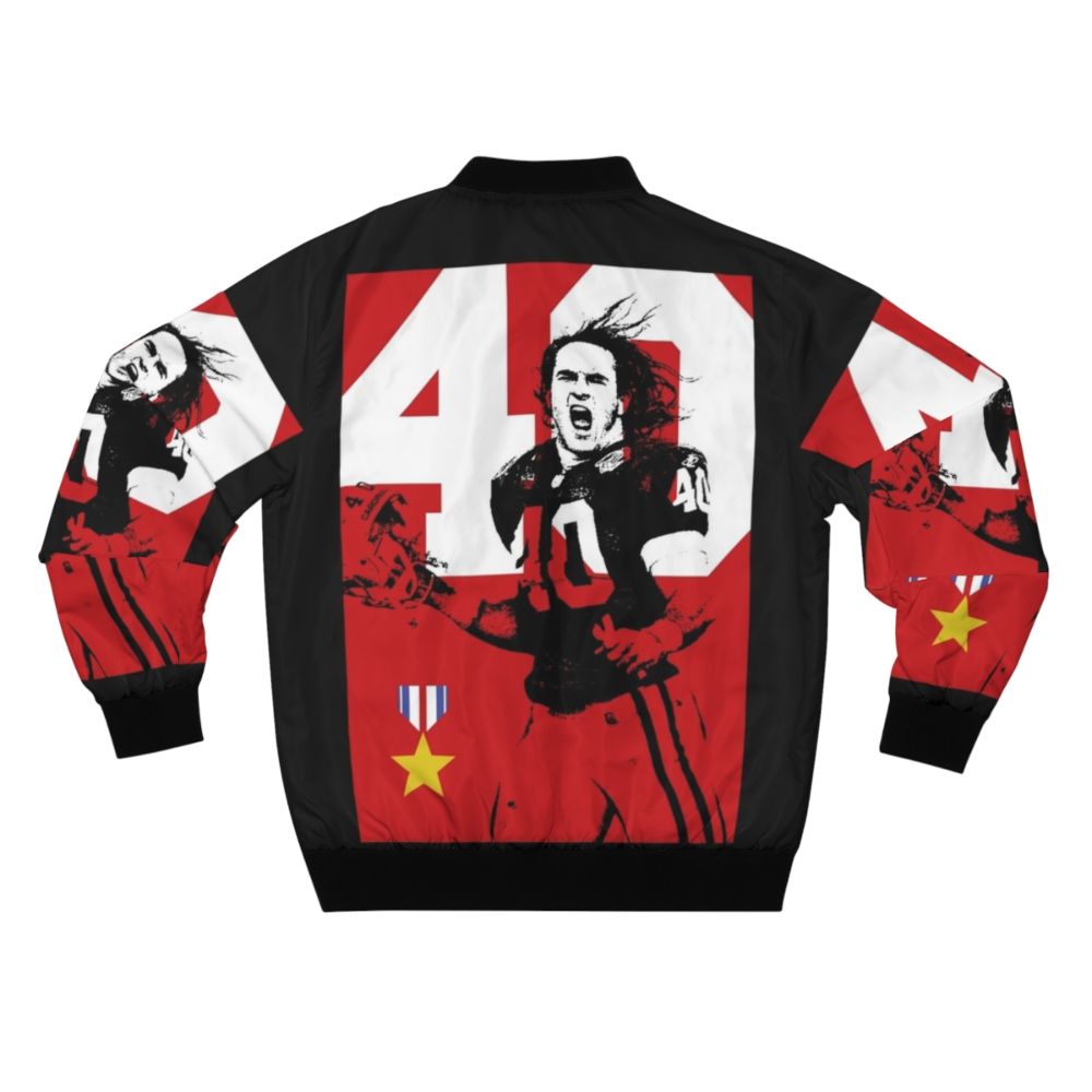 Pat Tillman Military-Inspired Bomber Jacket with USA and Army Ranger Insignia - Back