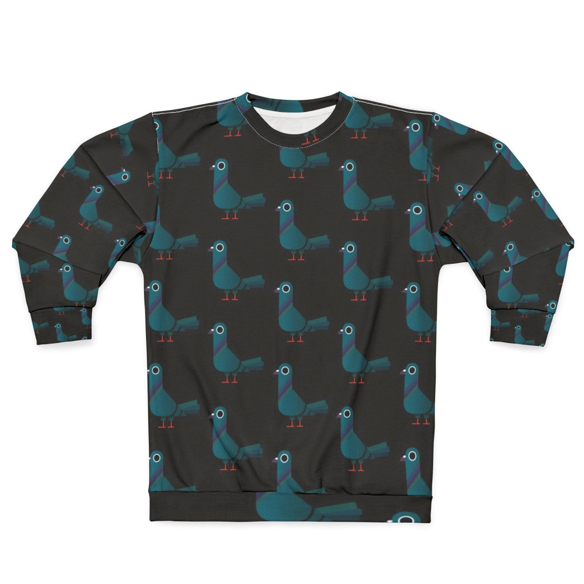 Colorful pigeon sweatshirt with a graphic design