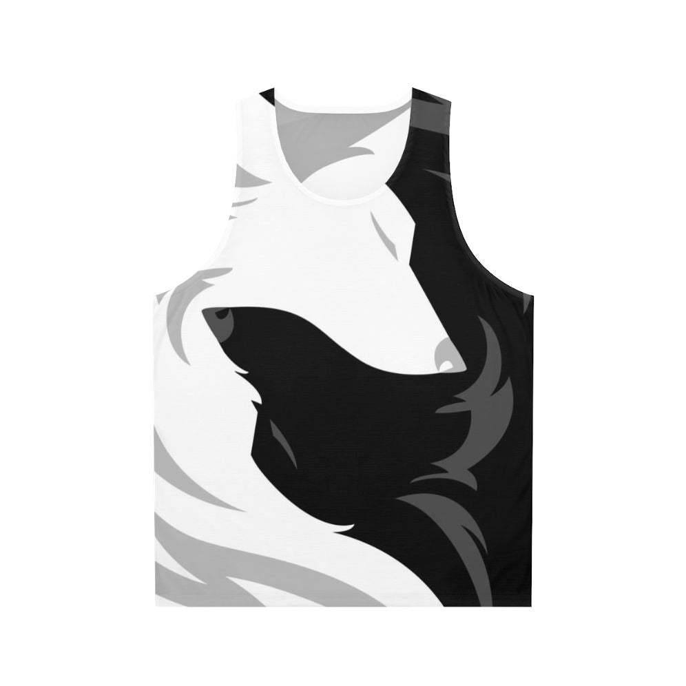 Wolf love unisex tank top, minimalist black and white graphic