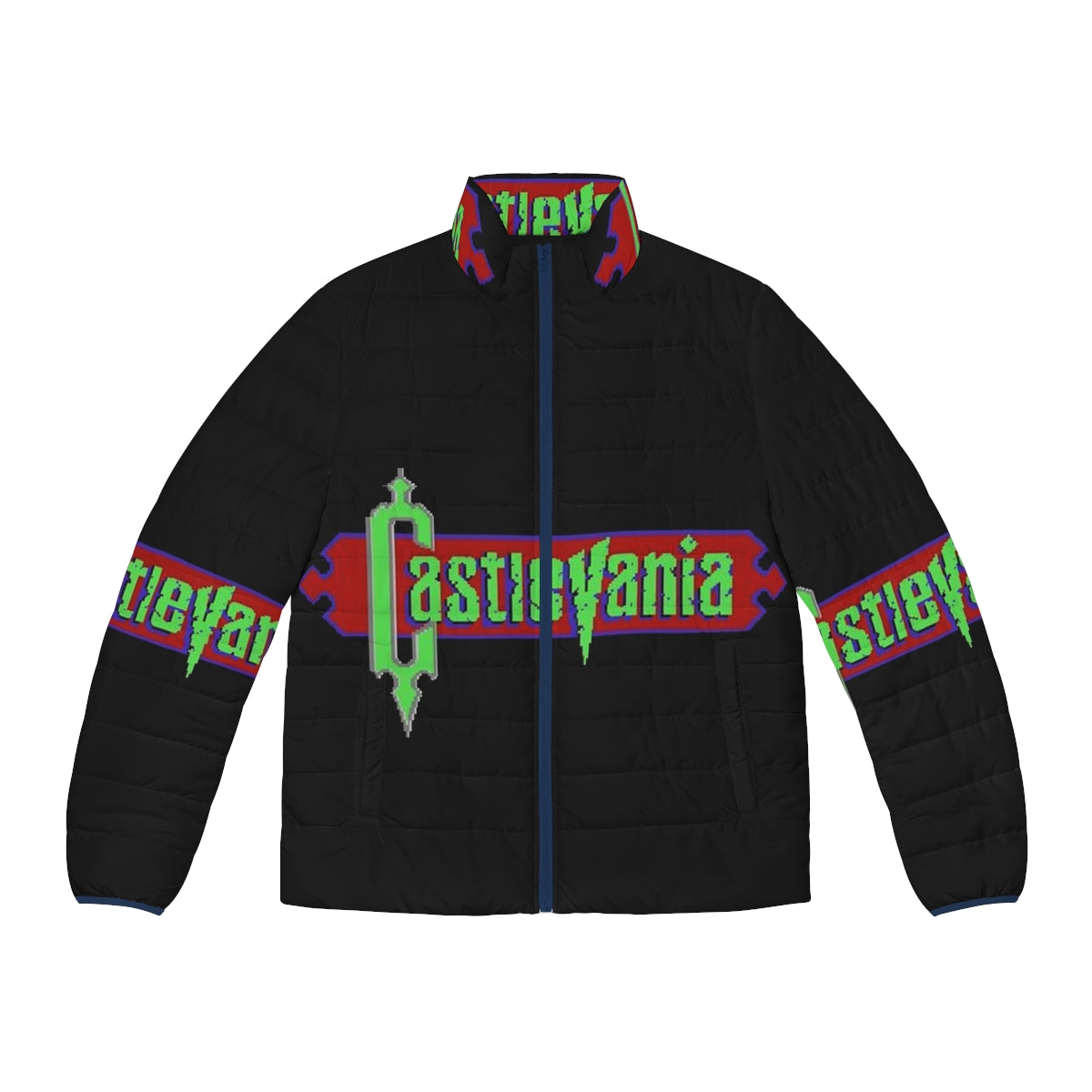 Castlevania logo puffer jacket with gothic and horror-inspired design