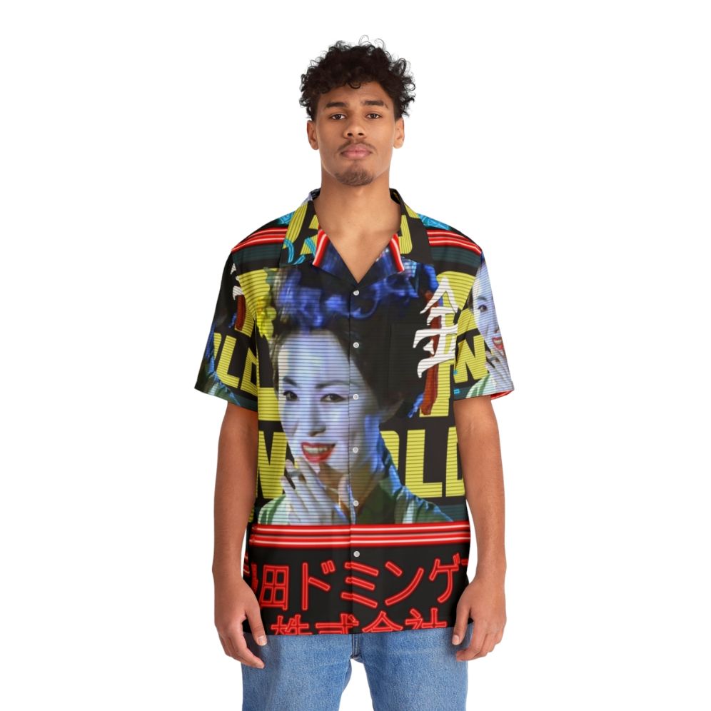 Futuristic sci-fi Blade Runner neon blimp Hawaiian shirt - People Front