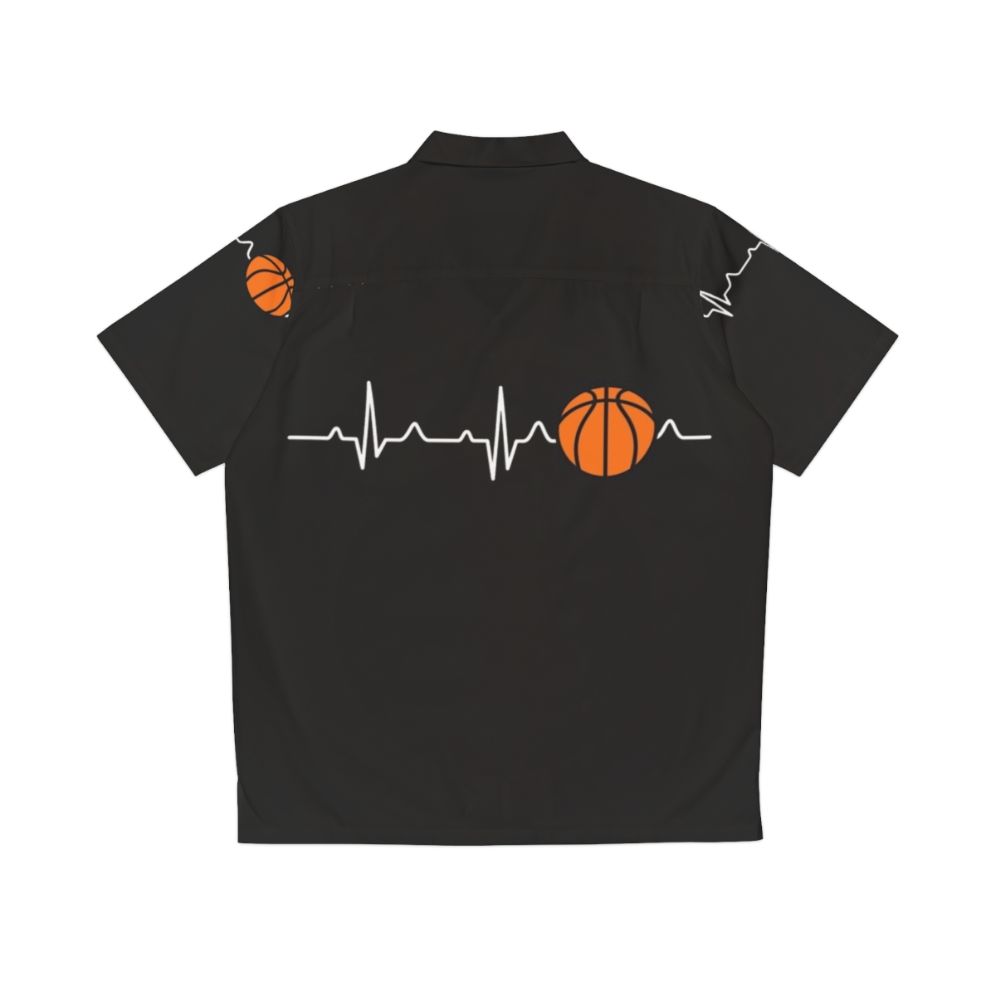 Basketball Heartbeat Hawaiian Shirt for Sports Fans - Back