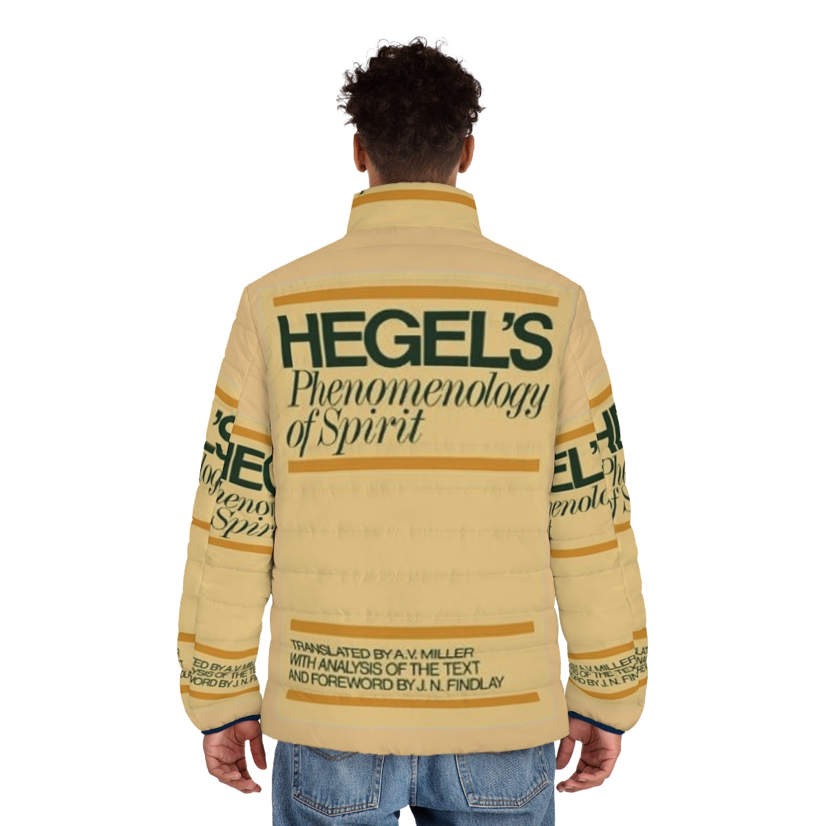 Hegel Phenomenology of Spirit inspired puffer jacket for stylish winter wear - men back