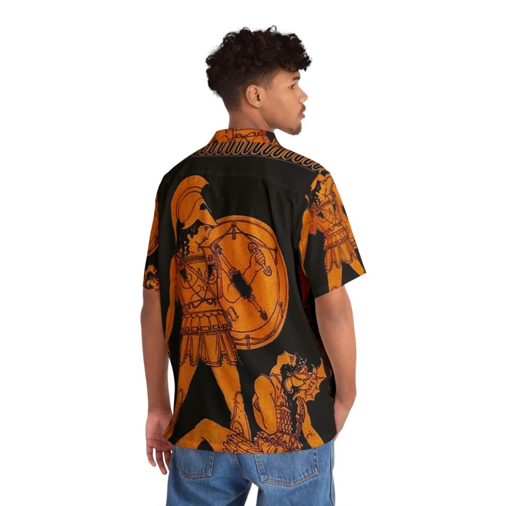 Colorful Greek mythology inspired Hawaiian shirt with ancient Greek god and goddess frieze print - People Back