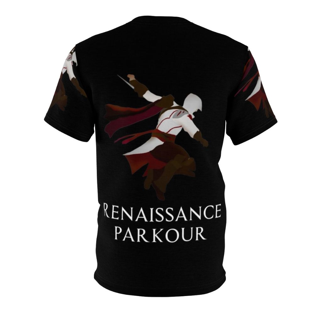 Renaissance-inspired Parkour Assassin themed t-shirt design - Back