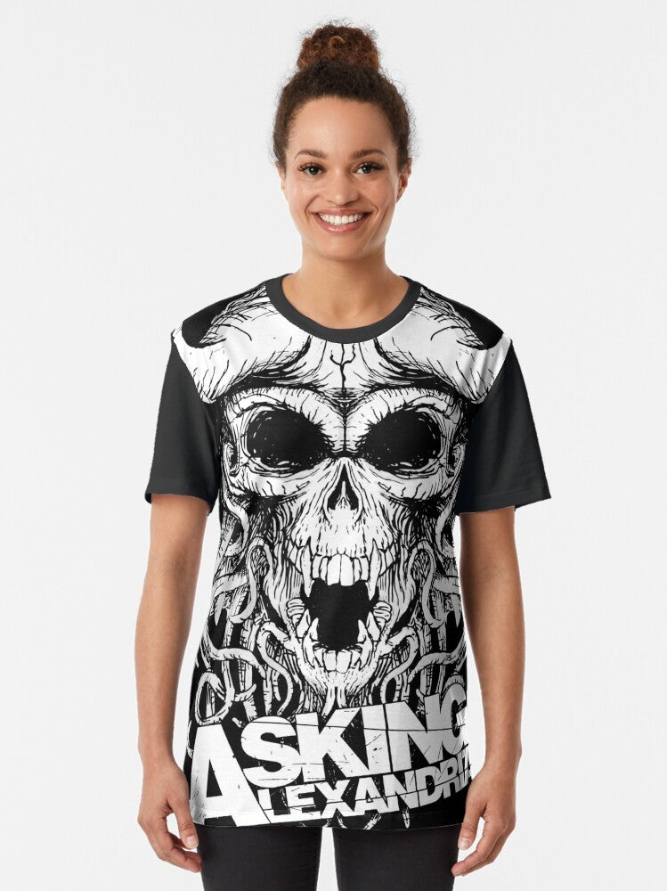 Asking Alexandria rock music t-shirt with a graphic skull and tentacles design - Women