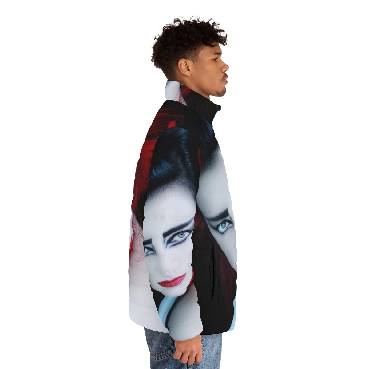 Siouxsie Sioux-inspired black oversized puffer jacket - men side right