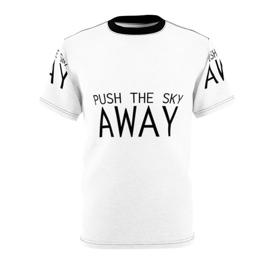 A stylish AOP t-shirt featuring a Nick Cave quote "Push The Sky Away".