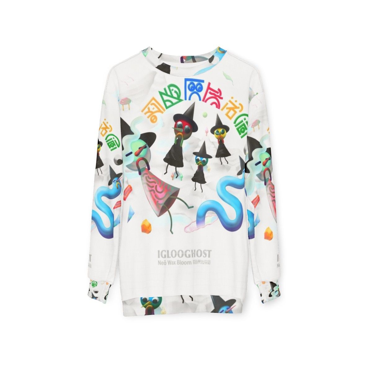 Iglooghost Neo Wax Bloom Sweatshirt featuring abstract artwork - hanging