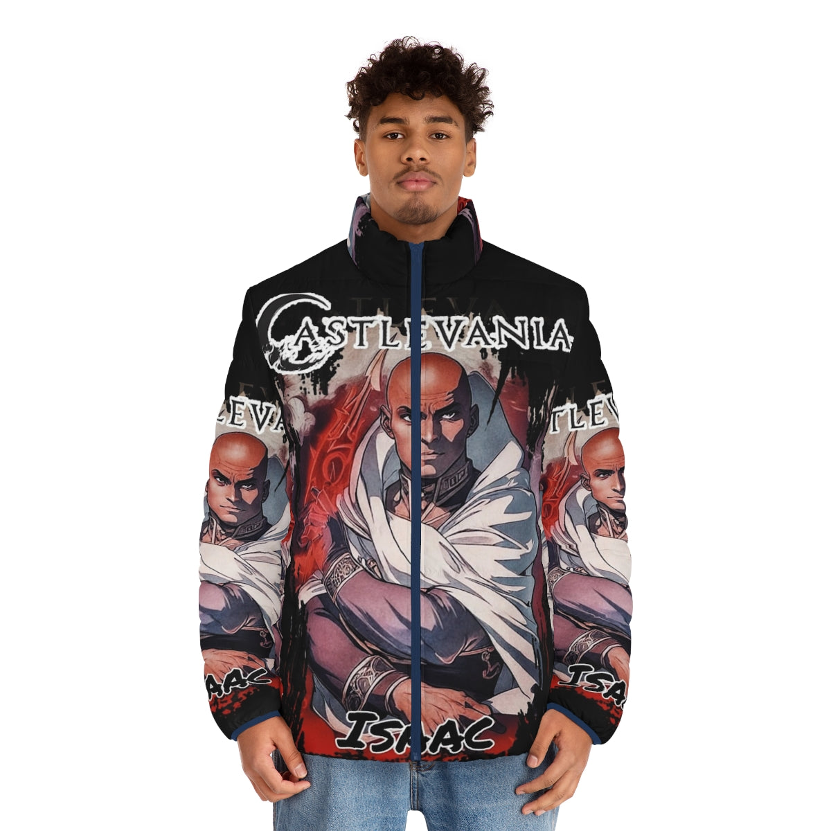 Castlevania Isaac Forge Master Puffer Jacket with Anime Inspired Design - men front