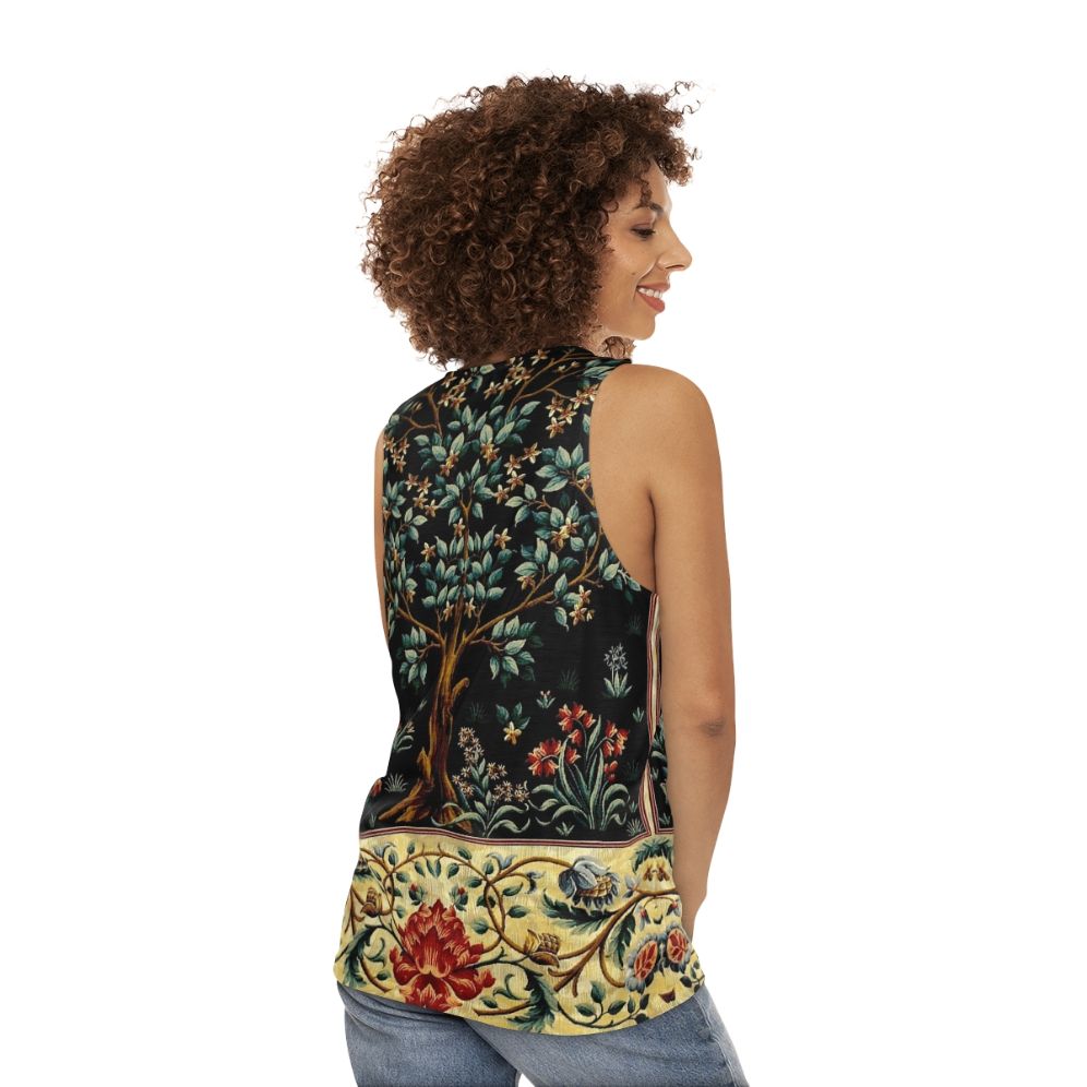 Midnight floral tapestry unisex tank top - women back