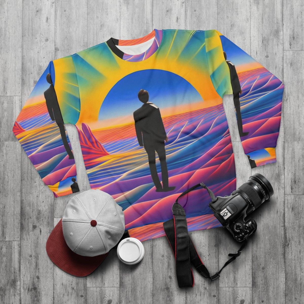 Desert Sunrise Sweatshirt - Abstract, Graphic Design - flat lay