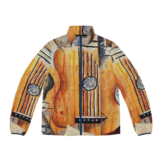 Classic guitar painting design on puffer jacket