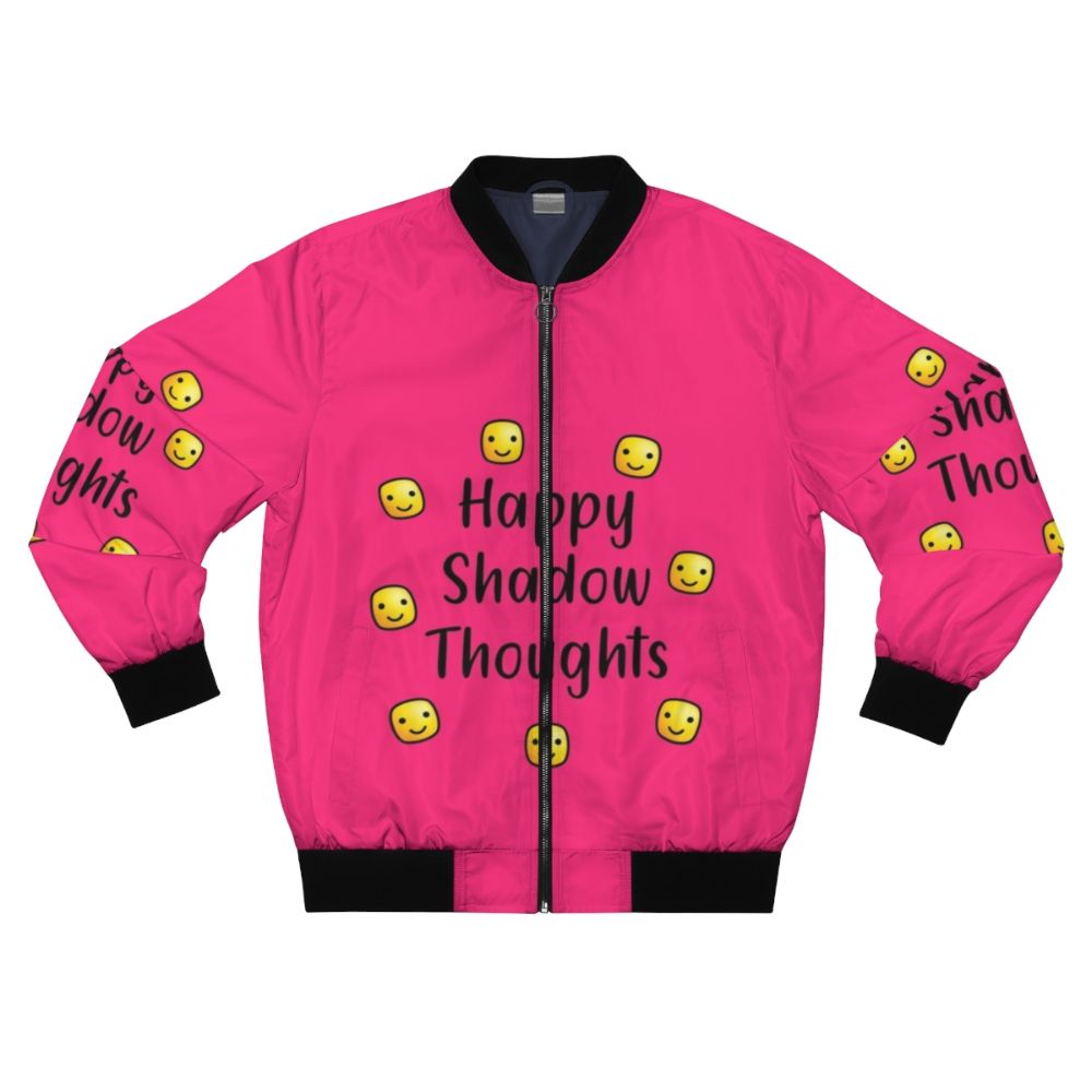 Happy Shadow Thoughts Bomber Jacket with Motivational Quote