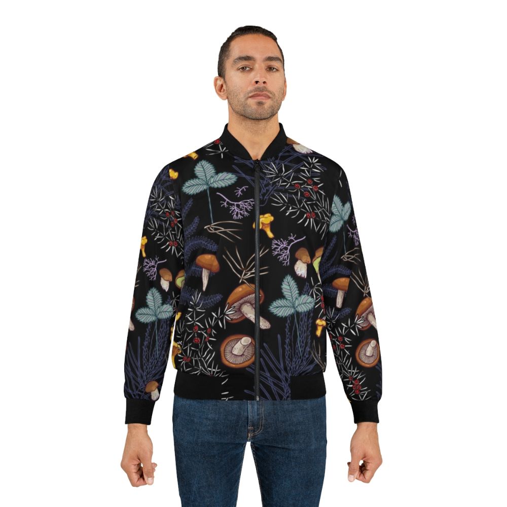 Dark forest mushroom pattern bomber jacket - Lifestyle